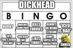 Dickhead Bingo (edited) Meme Template