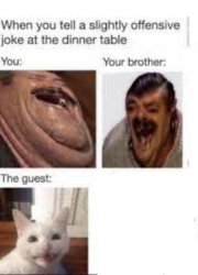 X when you tell a slightly offensive joke at the dinner table Meme Template