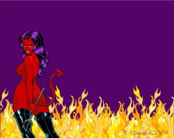 Devil girl in hell Meme Template