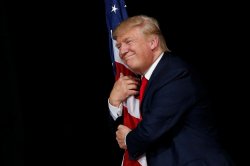 Trump holding the American Flag Meme Template