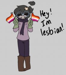 Holding a Lesbian flag template Meme Template
