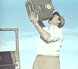 Drinking gasoline 1959 GLAVA documentary Shell jerry can Meme Template
