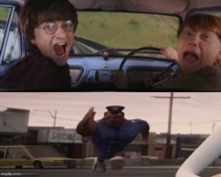 Officer Earl chasing Harry and Ron Weasly Meme Template