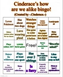 Cinderaces how are we alike bingo Meme Template