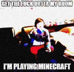 get the f*** outta my room i'm playing minecraft Meme Template