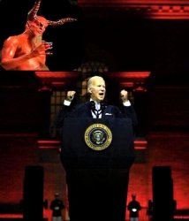 Biden doing the Devil's work Meme Template