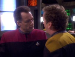 Q And Chief O'Brien On Deep Space Nine Meme Template