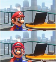 mario and computer Meme Template