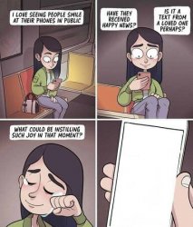 Girl smiling at phone Meme Template