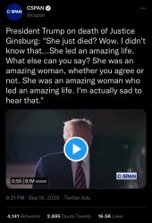 President Trump on Ruth Bader Ginsberg’s death Meme Template