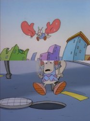 Rocko falls into a manhole Meme Template