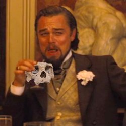 Leonardo DeCaprio Laughing Skull Cup Meme Template