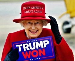 Queen Elizabeth wears maga hat Meme Template