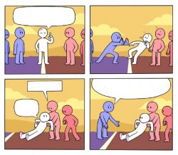 one Group ejects a member, cartoon, 4 panel Meme Template