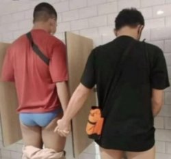 Two guys pee Meme Template