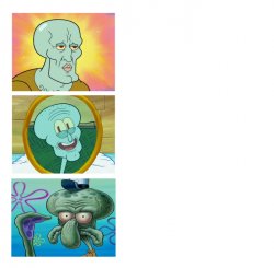 Handsome Squidward 3 Panel Meme Template