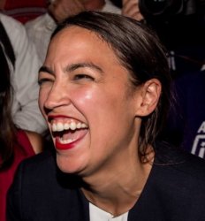 AOC horse laugh Meme Template