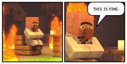 This is fine villager news edition Meme Template