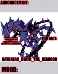 Daybreak Death the Demigod Shadowborn Daybreak Eternal announce Meme Template