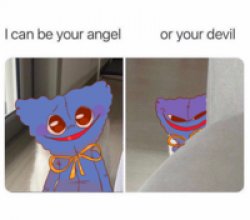 Huggy I can be your angel or your devil Meme Template