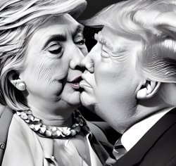 Donald Trump kissing Hillary Clinton Meme Template