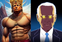 God Emperor Trump vs. Dark Brandon Meme Template