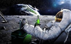 Astronaut drinking beer watching Earth 2 Meme Template