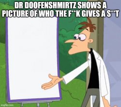 Dr Doofenshmirtz Shows A Picture Of Who Gives A Shit Meme Template