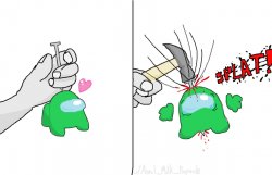 Mini crewmate dies Meme Template