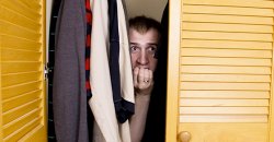 In the closet  Hiding, fear, paranoid Meme Template