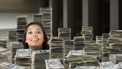 woman in piles of money Meme Template