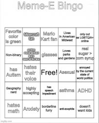 Meme-E Bingo Meme Template