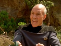Picard Yelling Angry with a Knife Meme Template