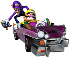 Wario and Waluigi in their Wario car Meme Template