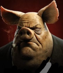 hyper realistic picture of a more average looking pig smoking Meme Template