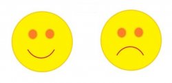 Happy smiley face and sad frowning face Meme Template