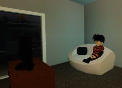 watching tv in a roblox house Meme Template