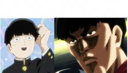 Virgin vs Chad but with Mob Psycho Anime Meme Template