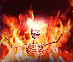 Aesthetic Skeleton burning in hell by Pochita_ Meme Template