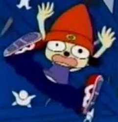 Parappa falls to his inevitable death Meme Template