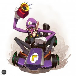 Waluigi on kart Meme Template