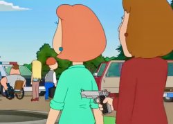 lois griffin gun in the back Meme Template