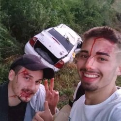 Two guys survives a car crash Meme Template