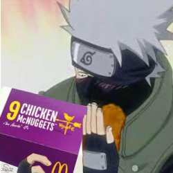 Kakashi loves chicken nuggets Meme Template