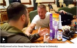 Penn gives Oscar to Zelensky Meme Template