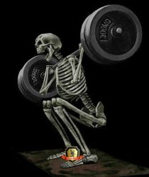 Skeleton weight lifting Meme Template