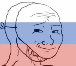 Crying Russian wojak mask Meme Template