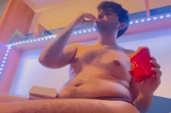 Obese man eating McDonalds Meme Template