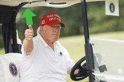 Donald Trump golf cart upvote Meme Template