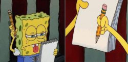 Spongebob taking notes Meme Template